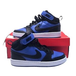 Nike Court Borough Mid 2 GS Black Game Royal Shoes Size 7Y CD7782-404